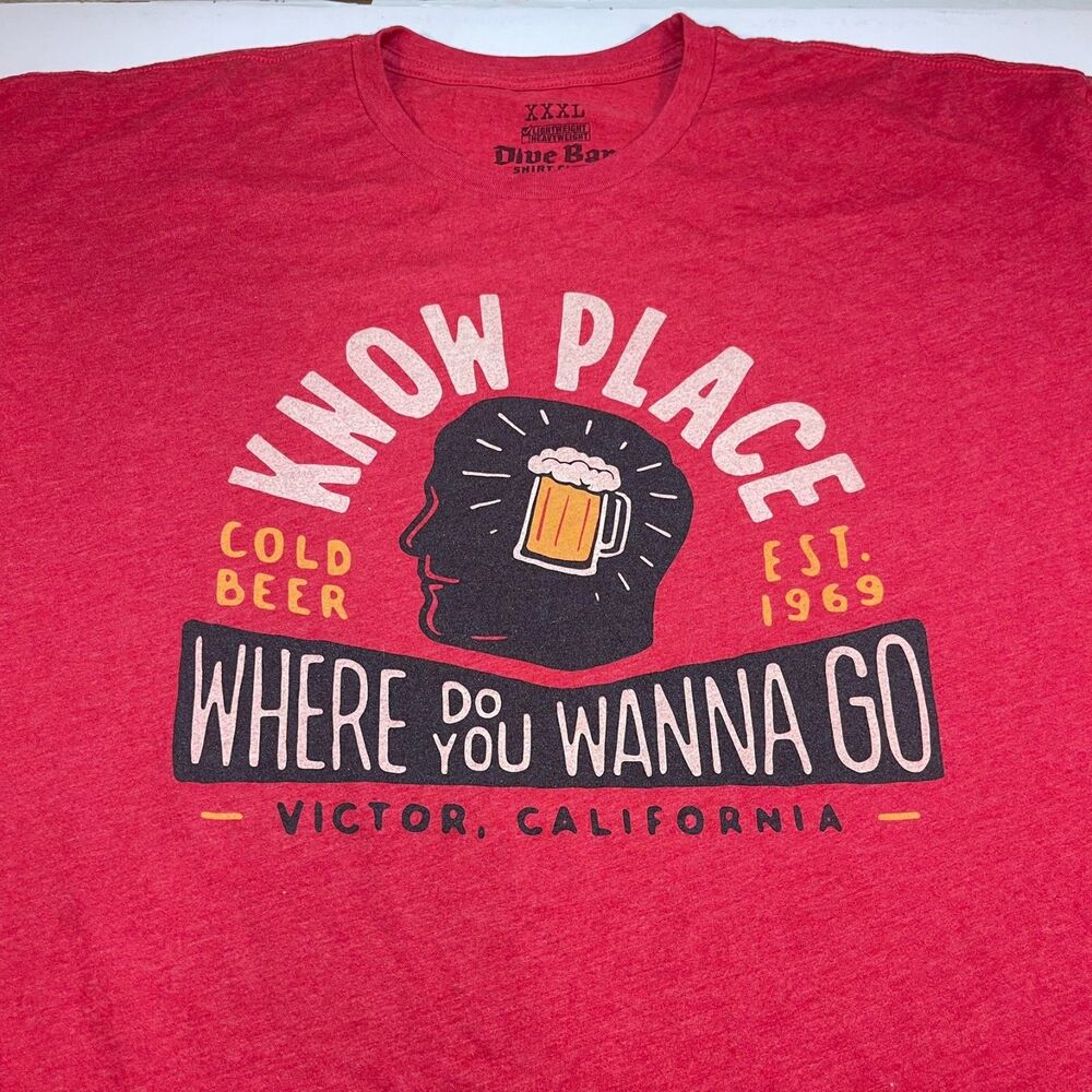 KNOW PLACE Victor California Dive Bar Shirt Club T Shirt Sz Mens 3XL